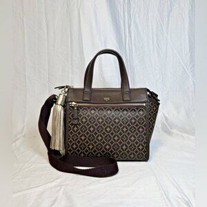 Fossil Brown Coated Canvas Tessa Cross Body Satchel Handbag